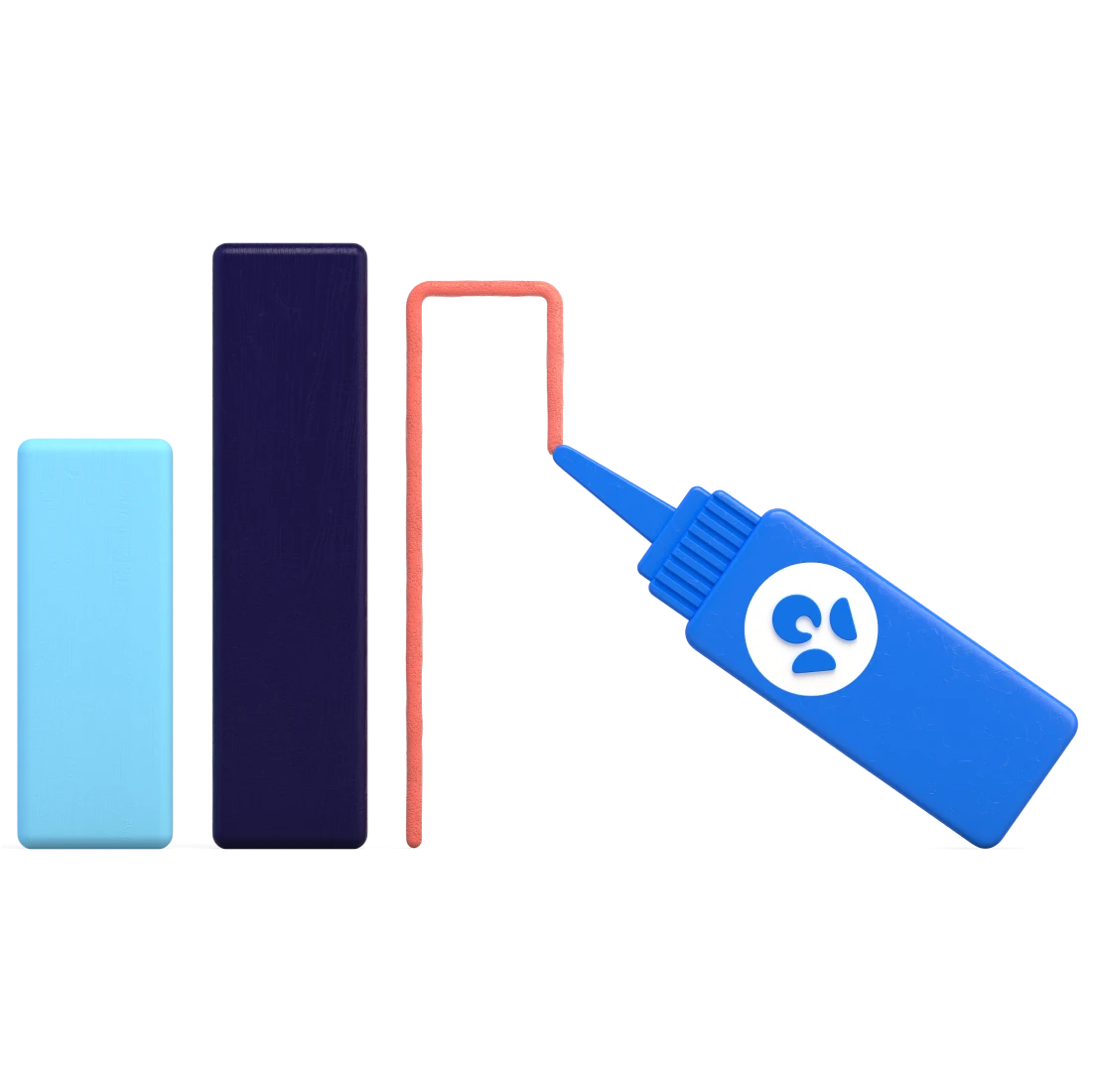 An illustration of a bar chart with 3 bars with a anz branded sauce bottle drawing the third bar