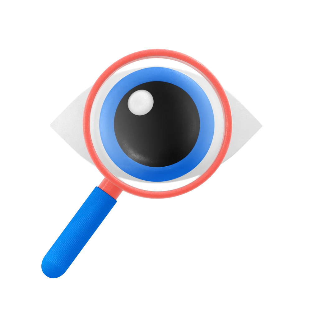 An illustration of an eye with a loop in front of it