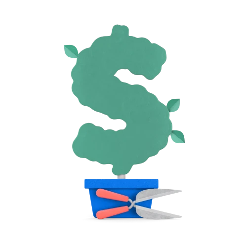 An illustration of a bush trimmed into the shape of a dollar sign