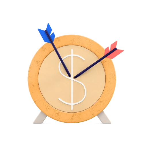 An illustration of a arrow target that looks like a coin with a few arrows stuck in it