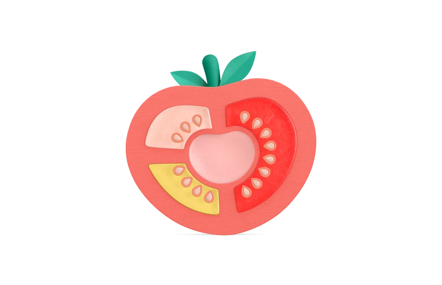 An illustration of half a tomato
